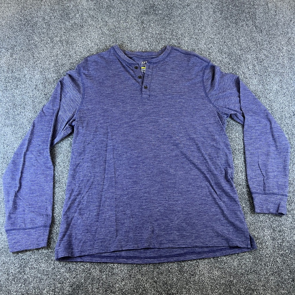 Apt 9 Mens‎ XL Premier Flex Long Sleeve Henley Shirt Purple Space Dye Striped